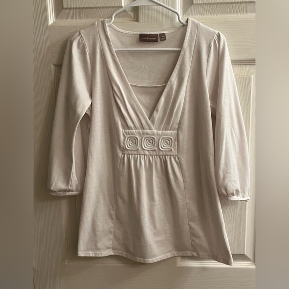 CROFT & BARROW~ BLOUSE~WHITE~DETAIL~M - Picture 1 of 8